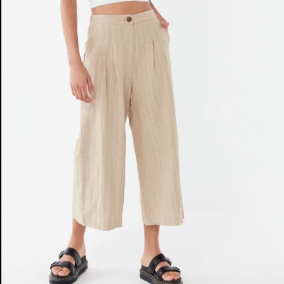 Lost + Wander Sun Tan Striped Linen Wide Leg Pant - Picture 3 of 7